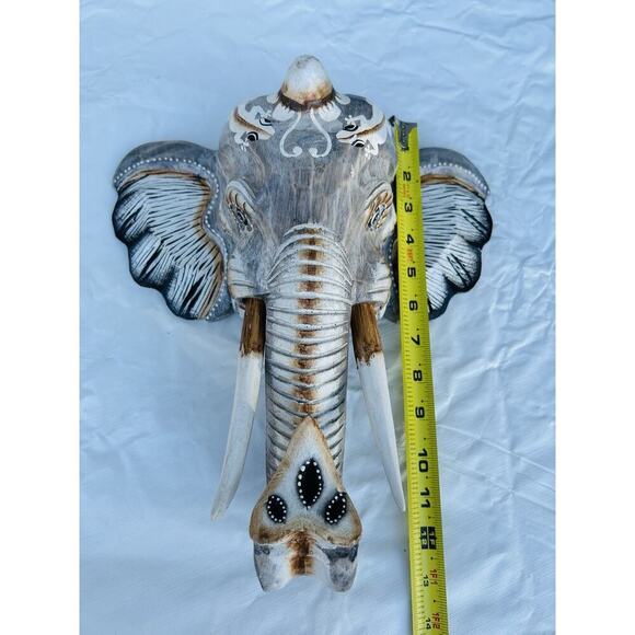 New Hand Carved Wooden Elephant Wall Hanging Costa Rica Jungle Animal Pura Vida - Picture 13 of 16